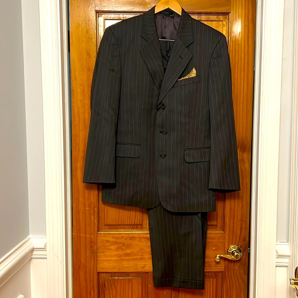 Oleg Cassini Grey Pin-Stripe Suit